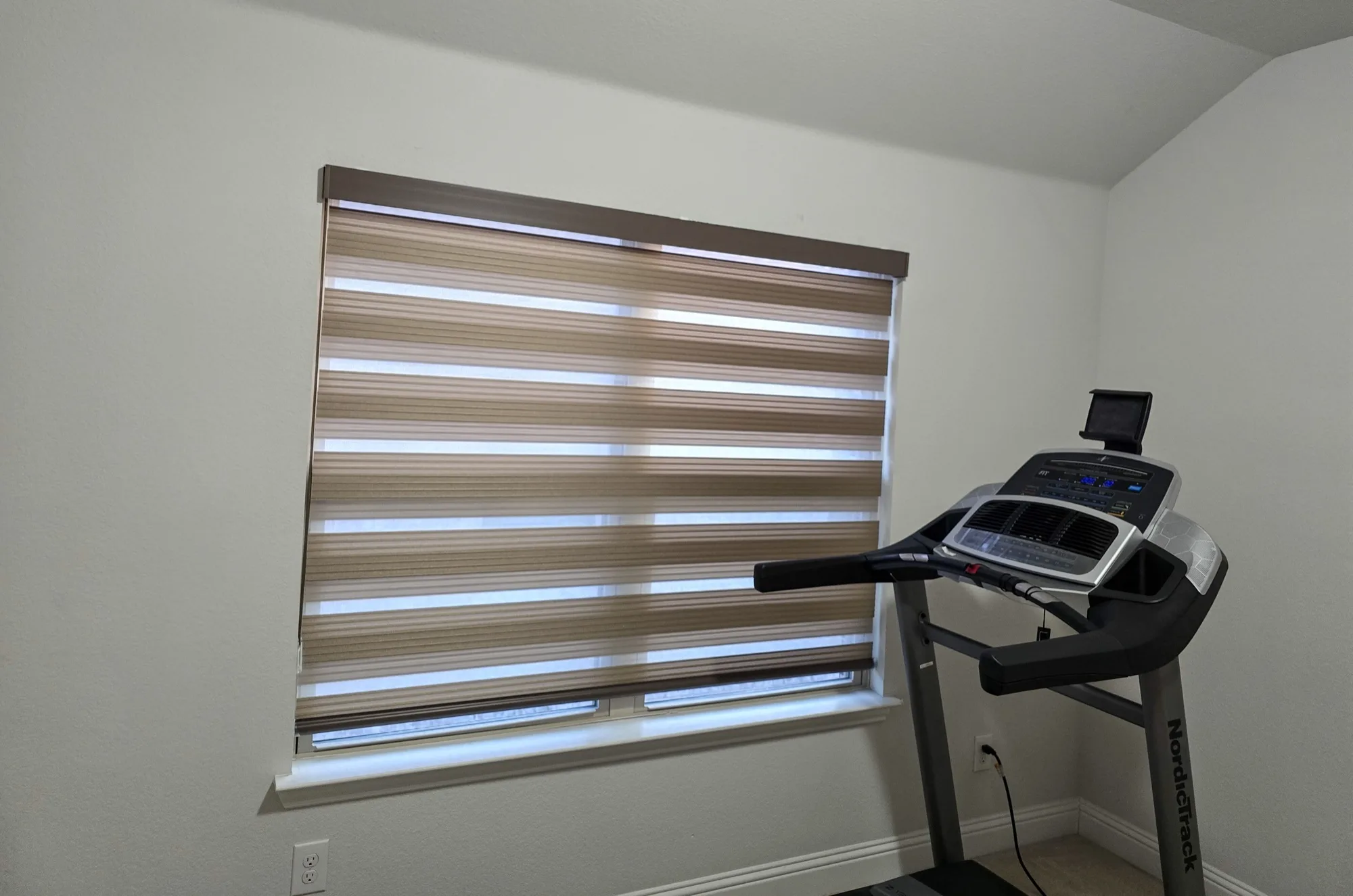Alexandria taupe shades installed in a Lewisville, TX home