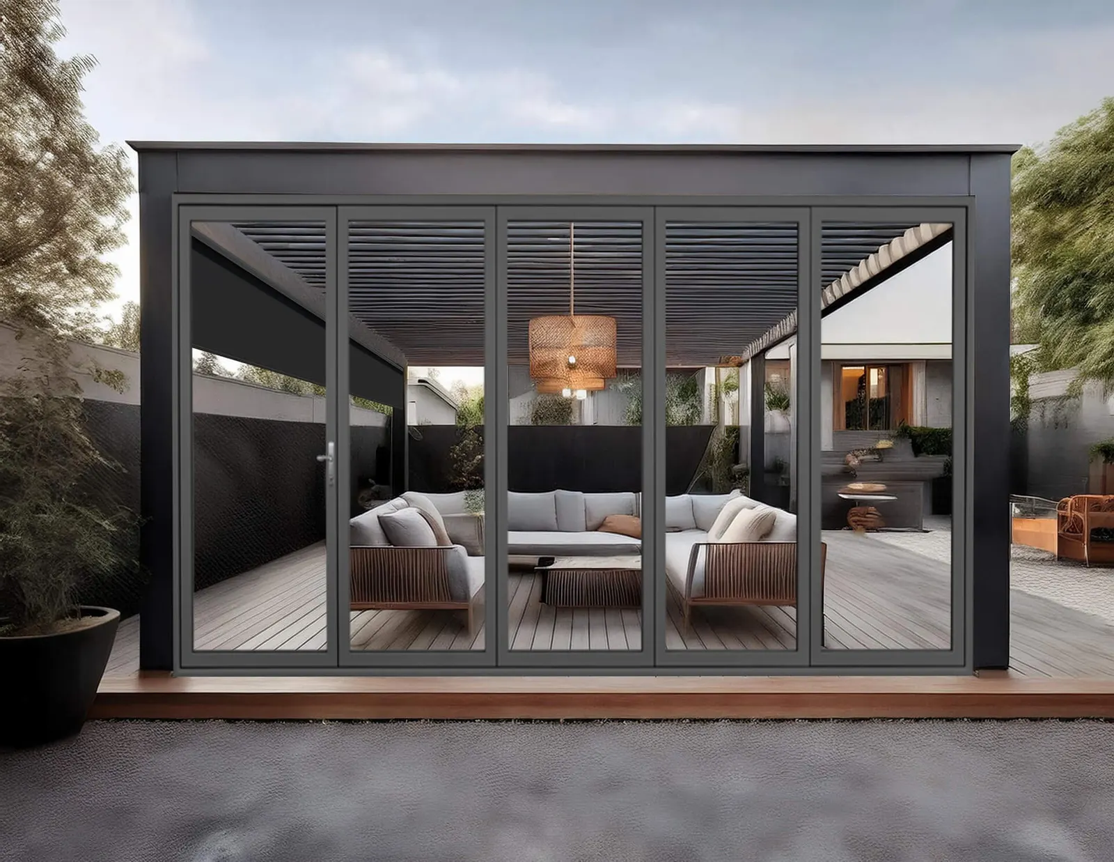 JDX Blinds and Curtains pergola and folding doors